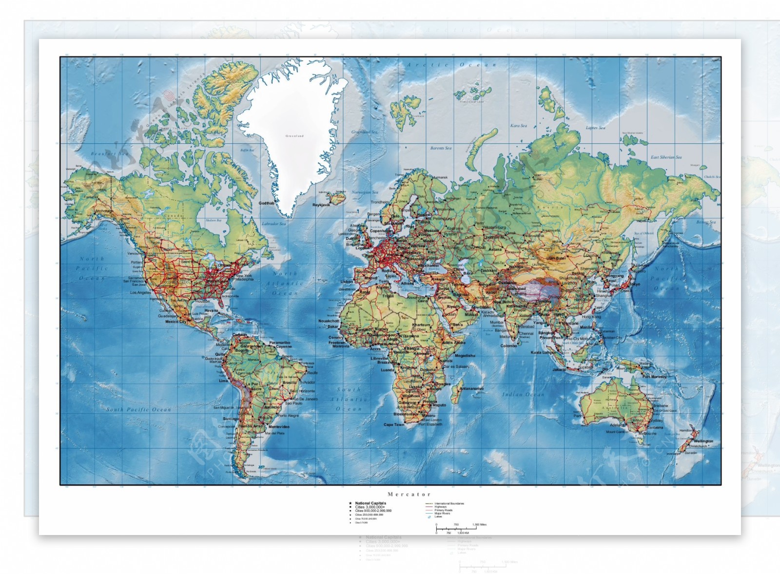 丘陵地形矢量图的世界地图