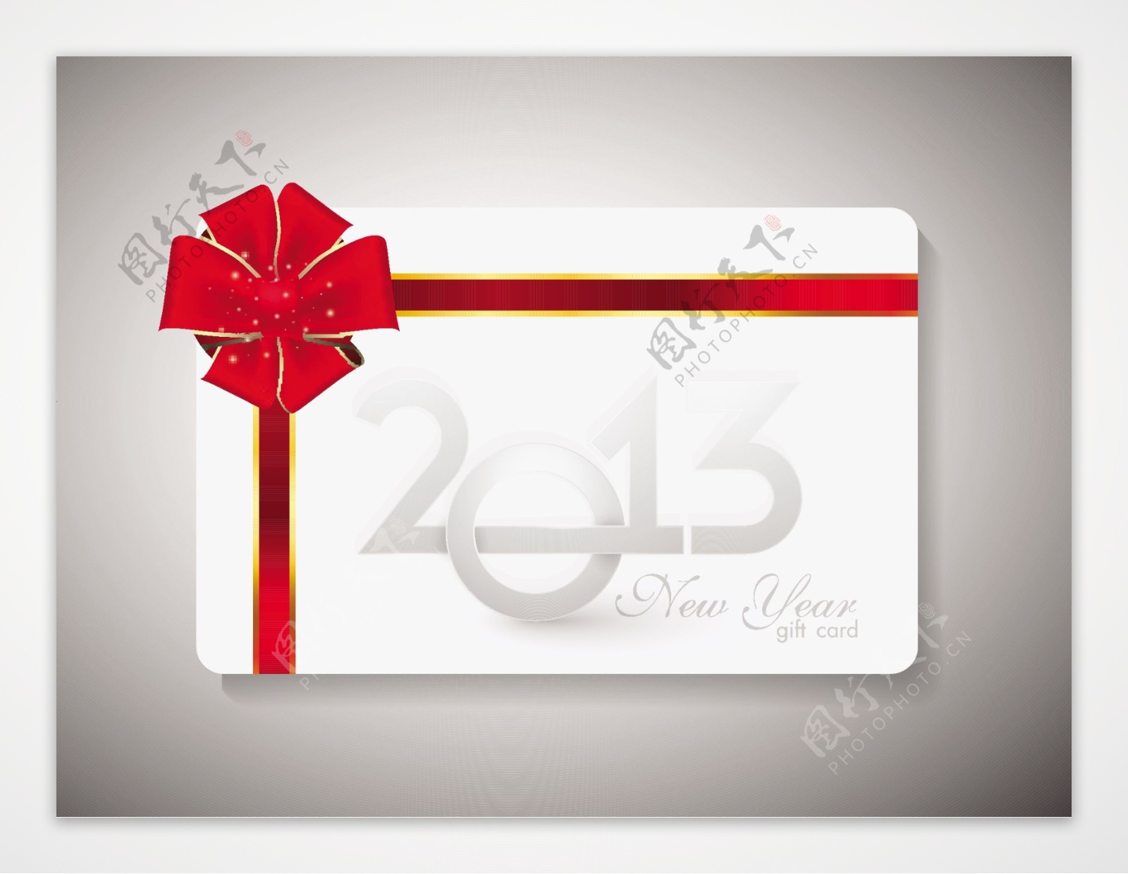 用红丝带新年庆典礼品卡