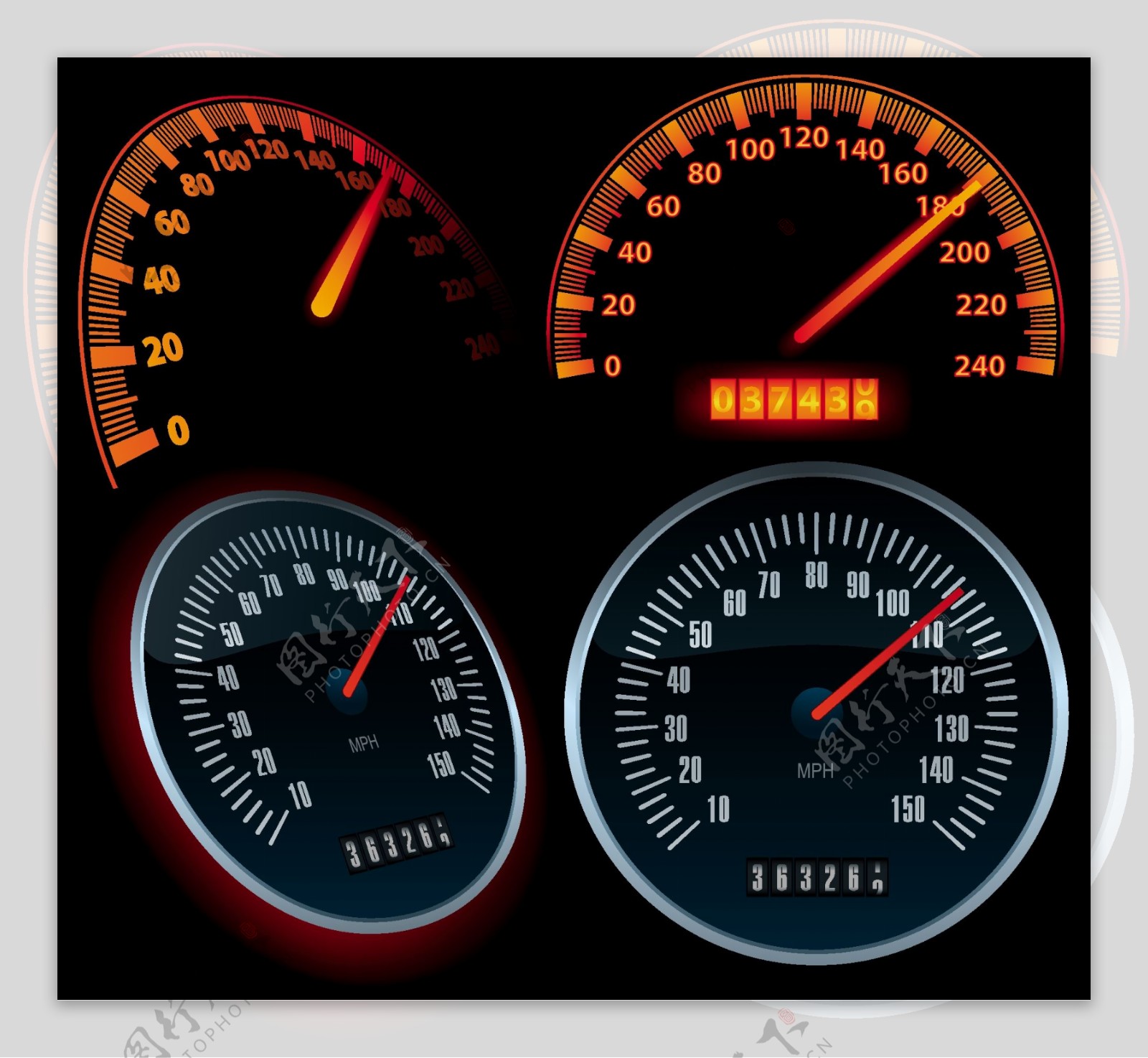 汽车行驶里程车速里程表转速表向量