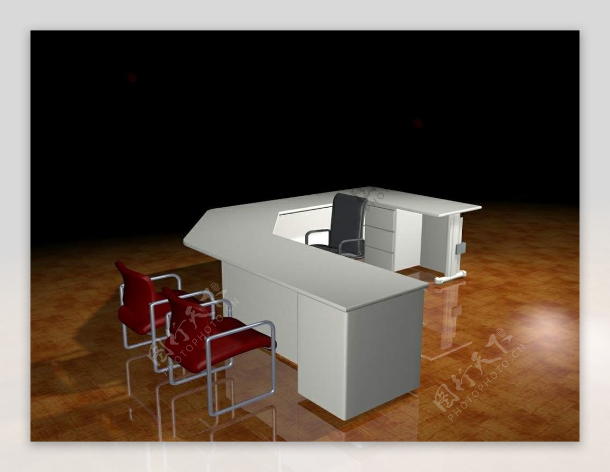 办公家具办公桌3d模型3d素材模板216