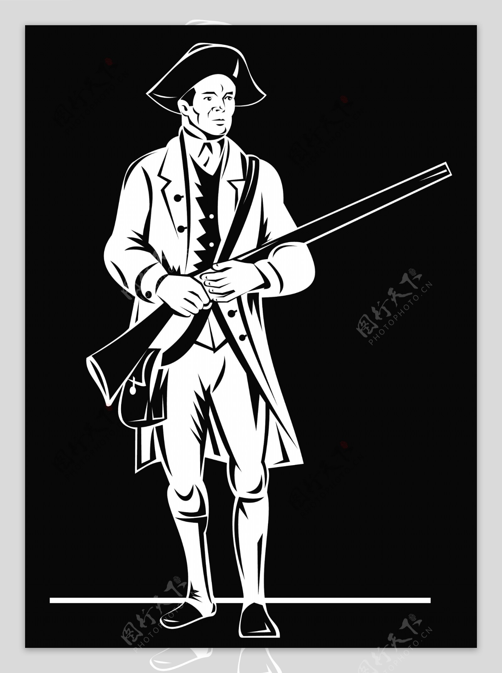 美国革命的士兵用步枪步枪的爱国者