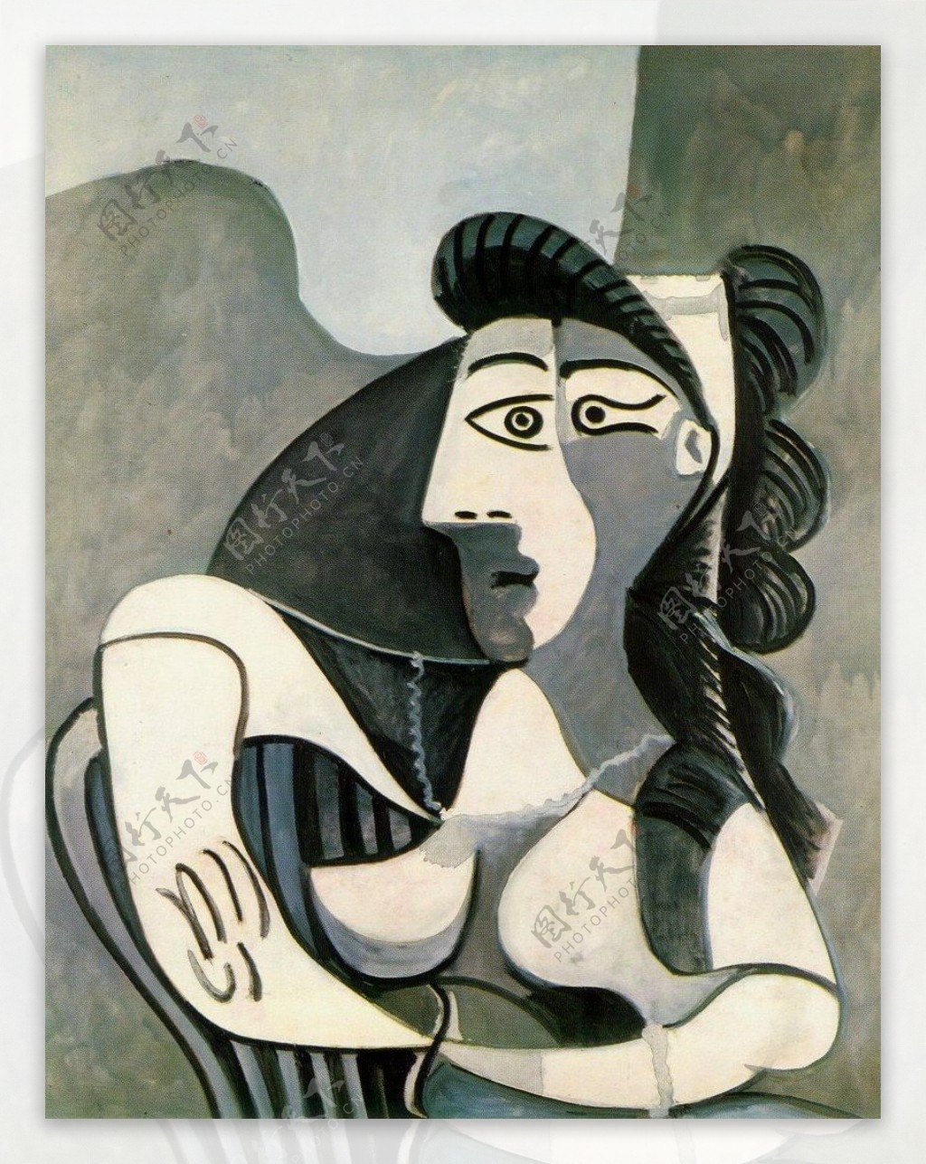 1962FemmedansunfauteuilBuste西班牙画家巴勃罗毕加索抽象油画人物人体油画装饰画