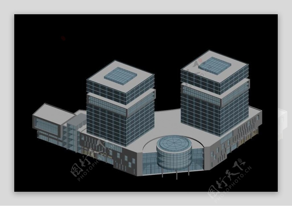 都市时尚多层公建建筑3D模型