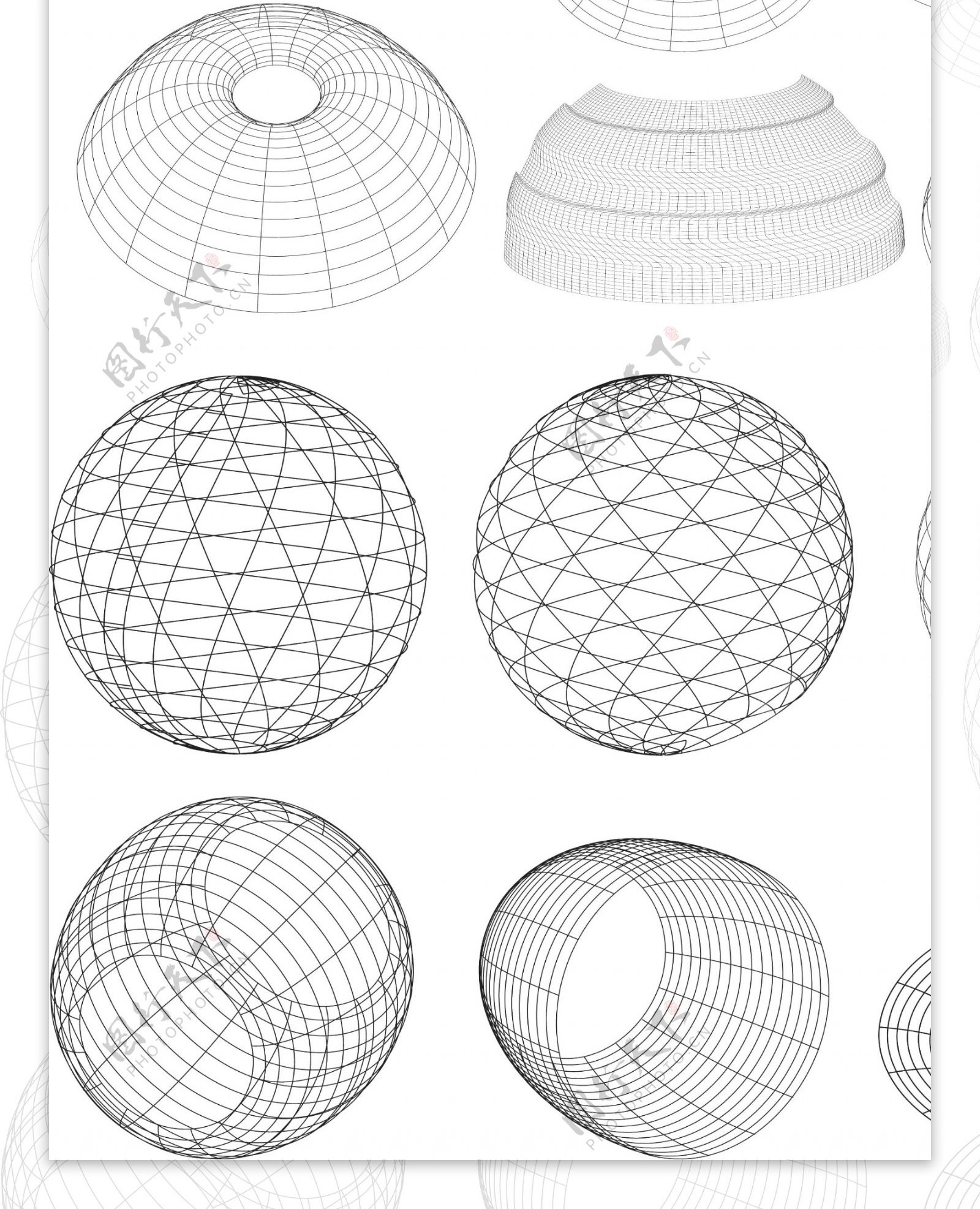 3d线框球体变化实用矢量素材