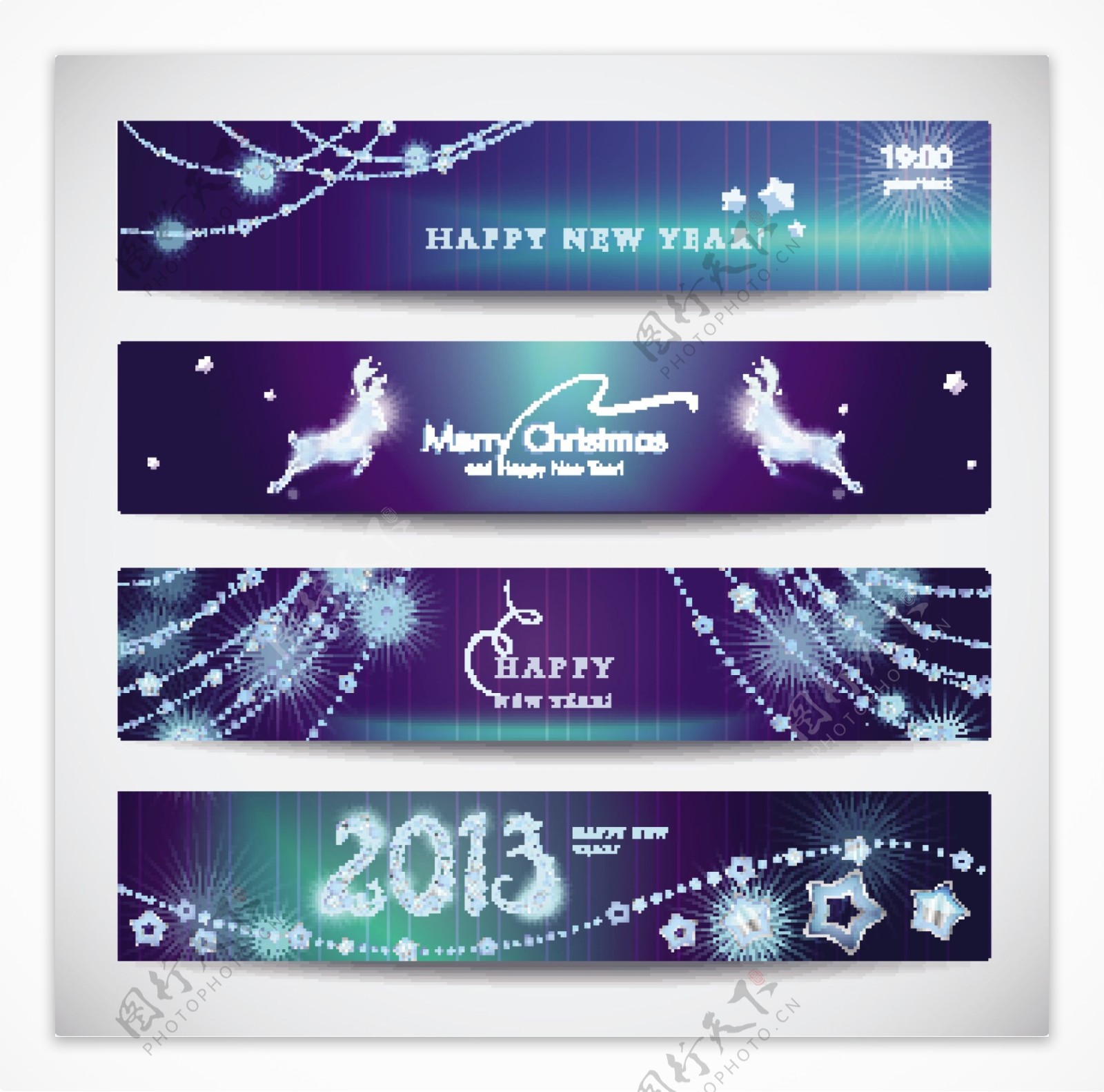 2013新年快乐蓝色横幅矢量素材