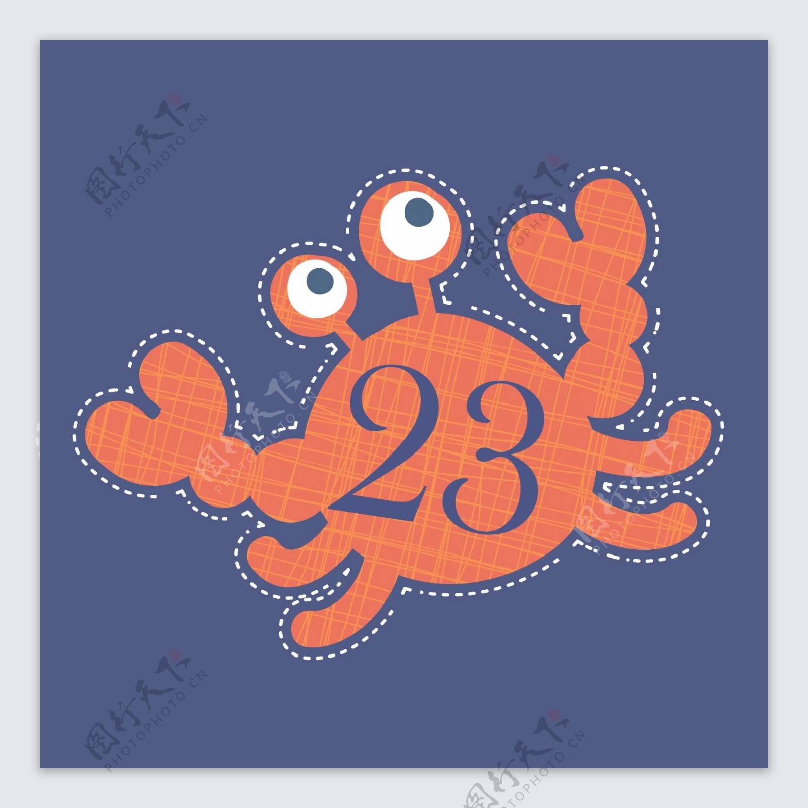 印花矢量图T恤图案动物螃蟹数字免费素材
