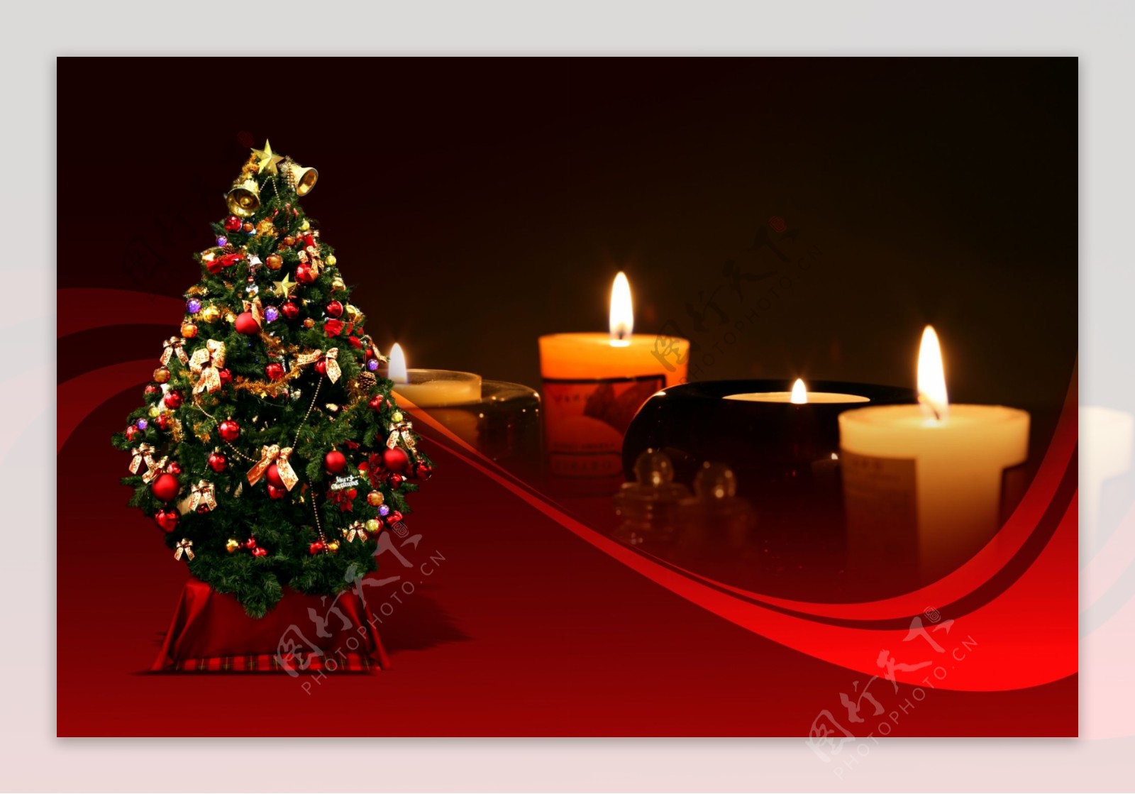 圣诞树节日圣诞节蜡烛烛光影骑韩国实用设计分层源文件PSD源文件