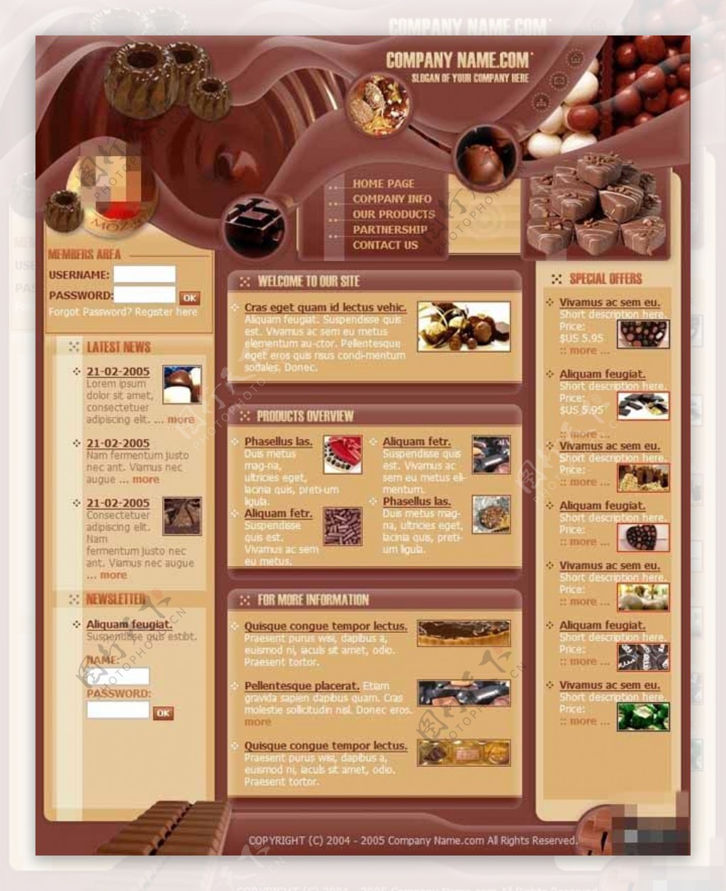 巧克力王国信息网页模板