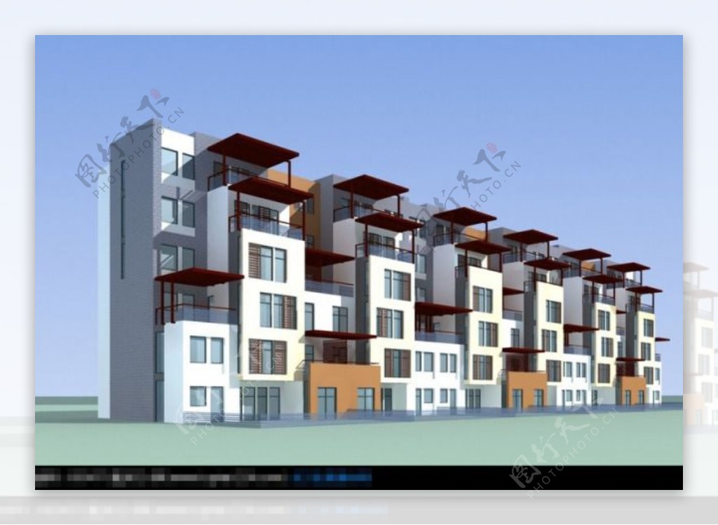 朴素经济建筑模型3d渲染图