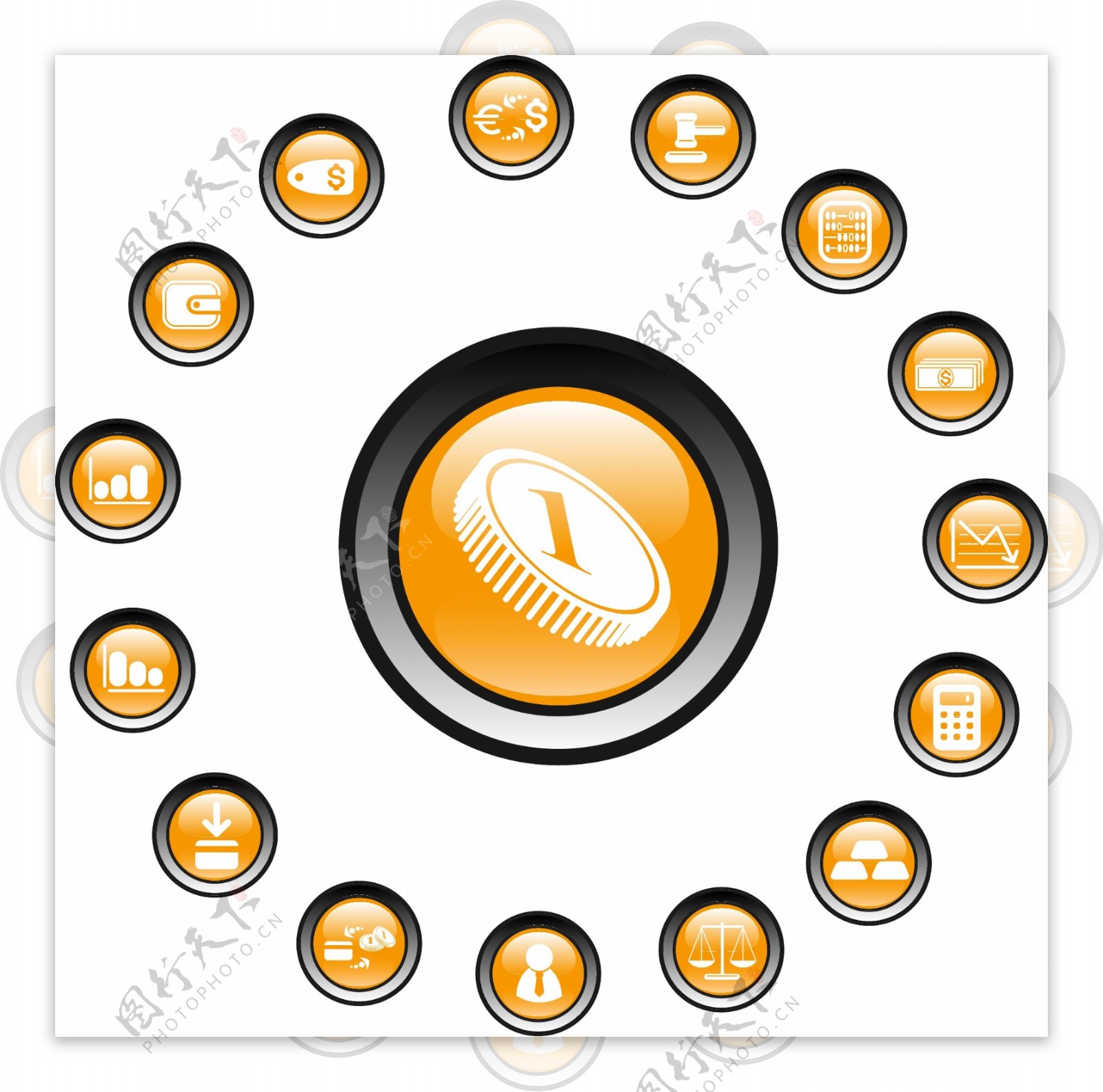 圆形图标ICON简单图标金融类图标