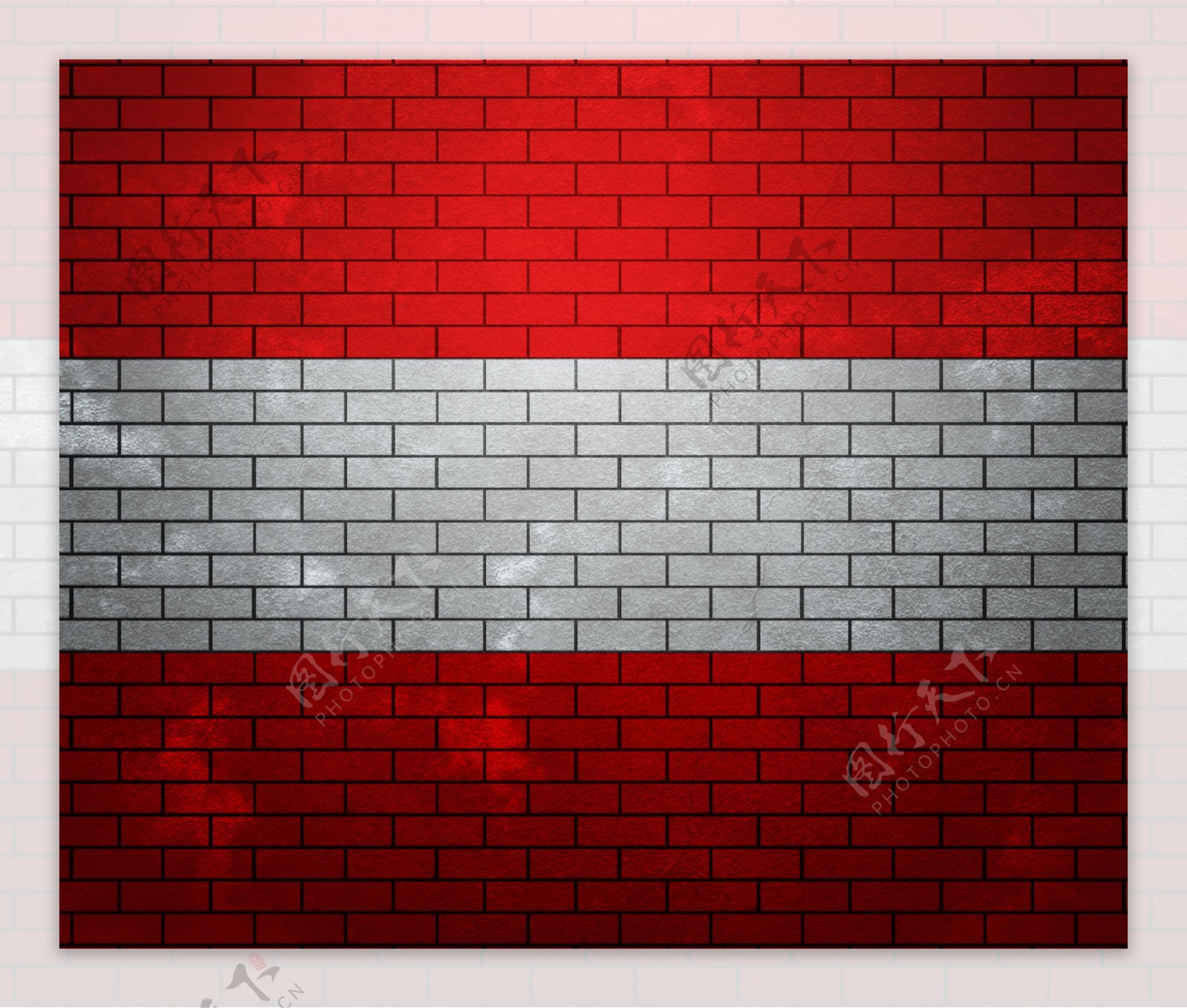 奥地利在砖墙上的旗帜
