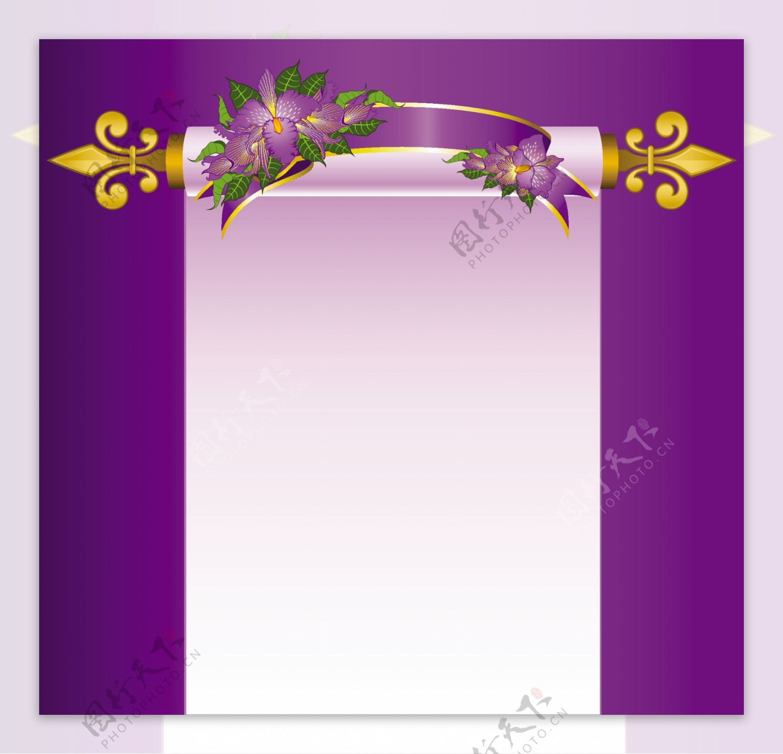 矢量素材紫色鲜花装饰框