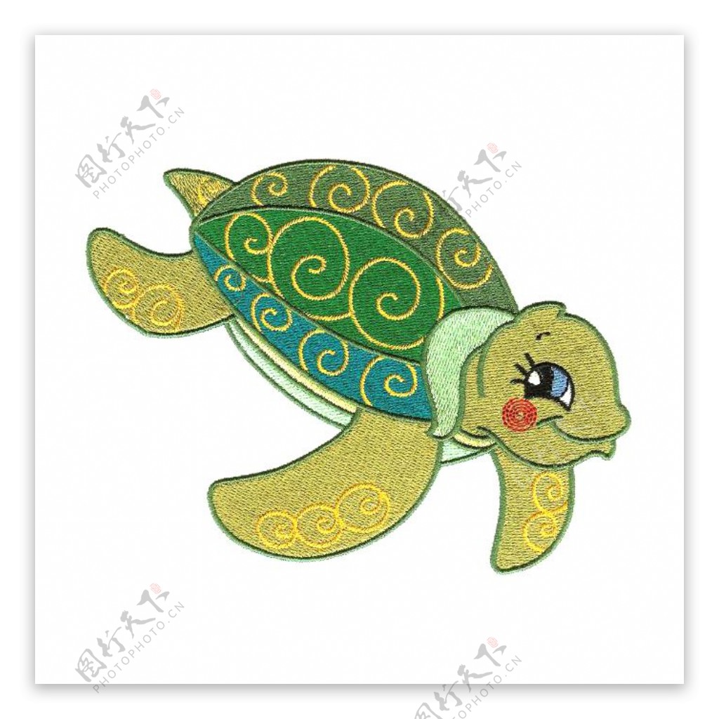 绣花海洋动物拟人化海龟免费素材