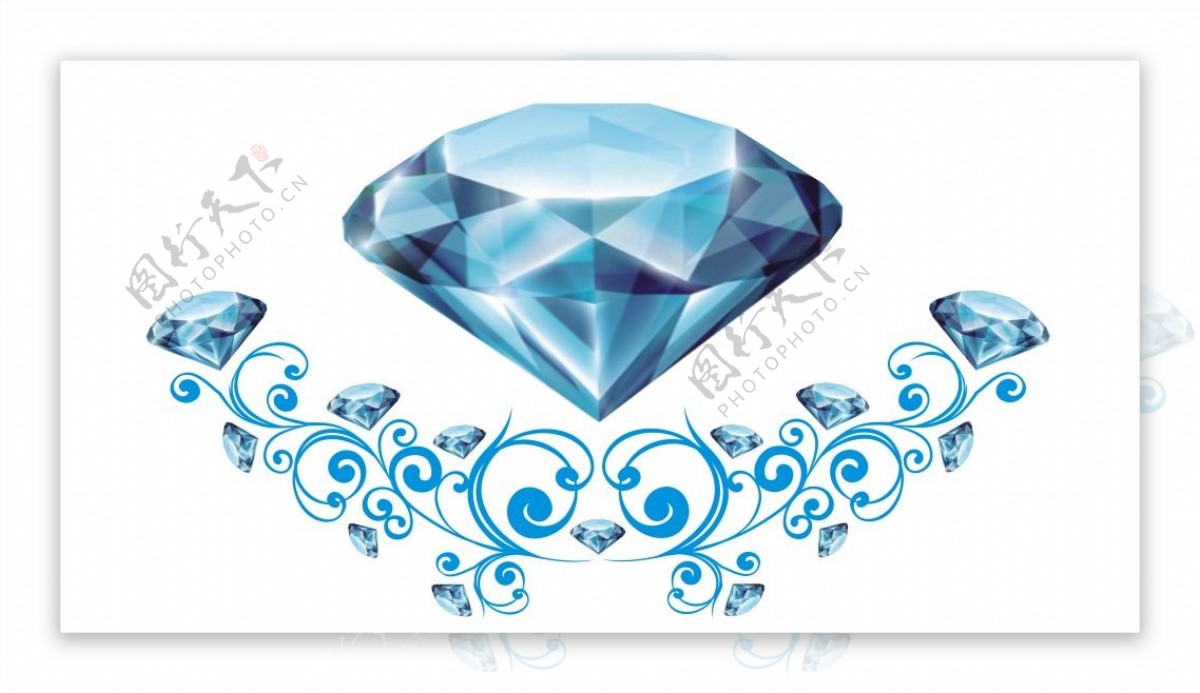 橱窗贴钻石花纹蓝色钻石素材