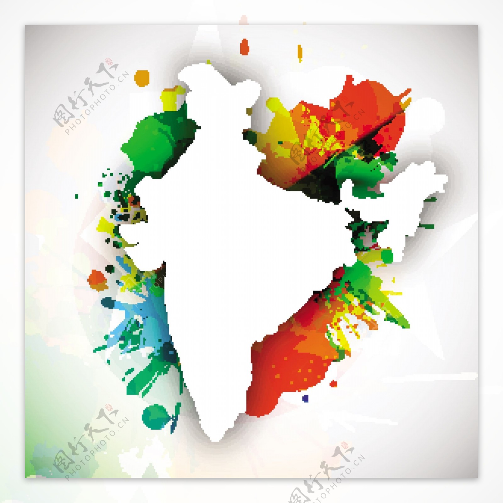 印度地图上的国旗颜色的共和国