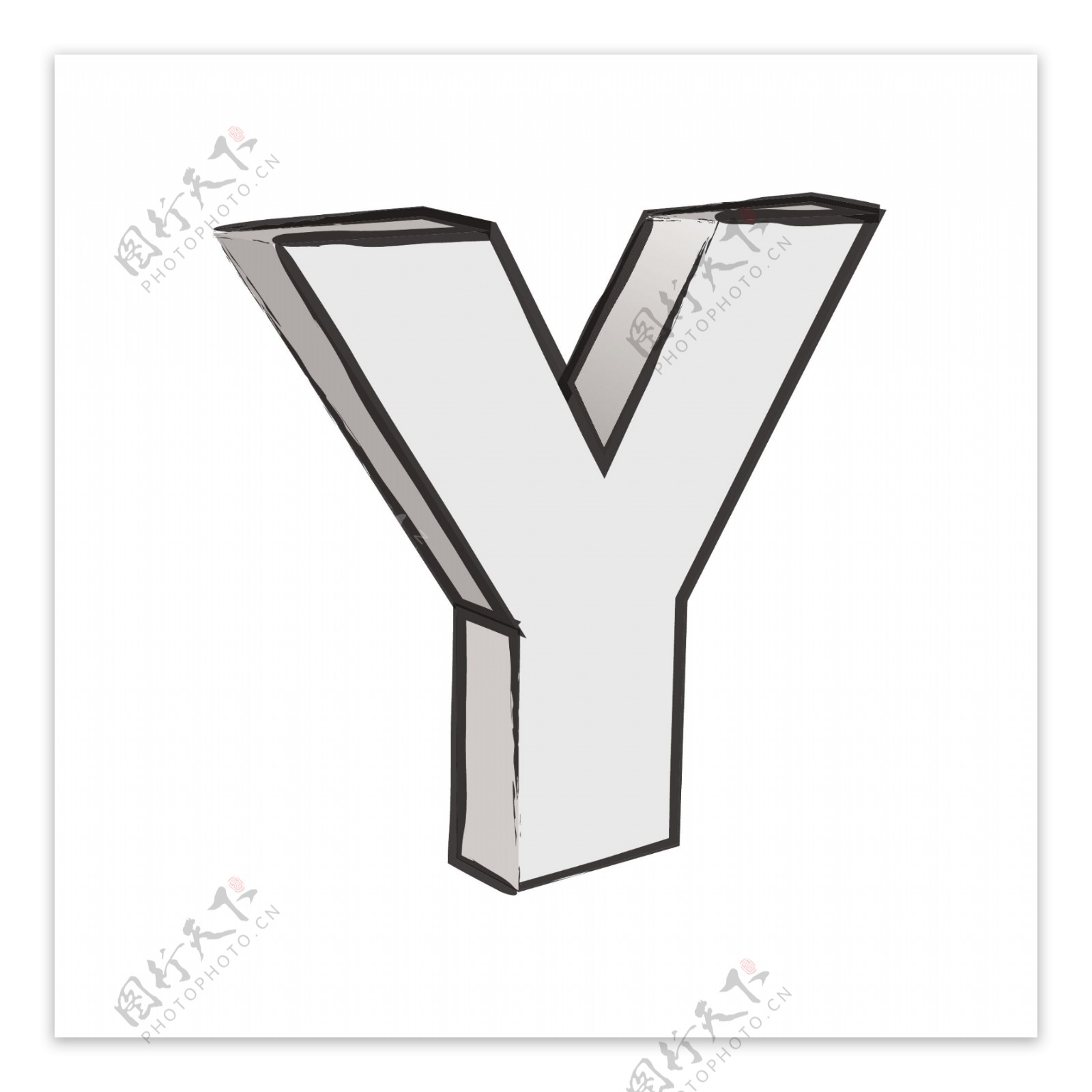 复古的3D字母Y的文本向量