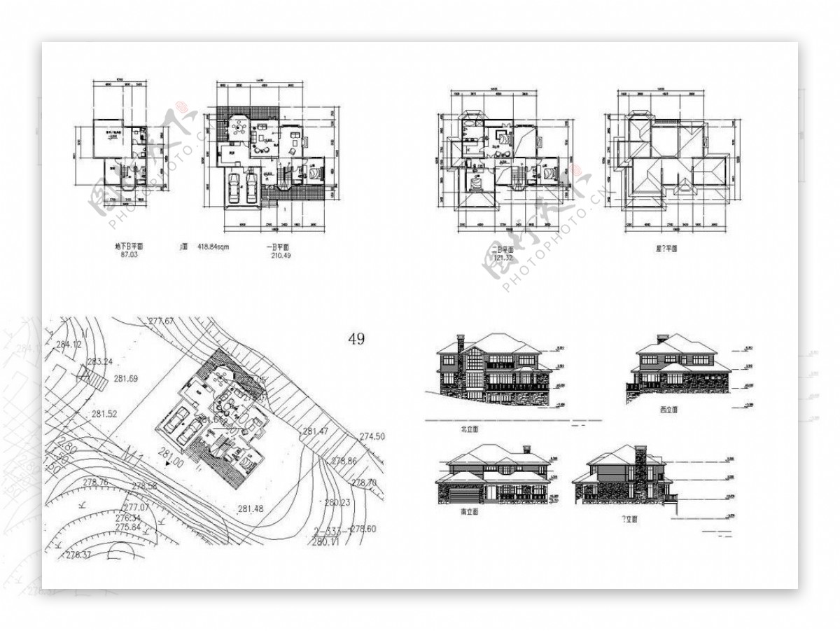 别墅设计CAD图纸图片