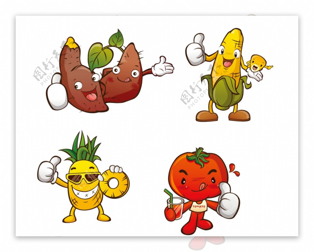 卡通玉米菠萝图片