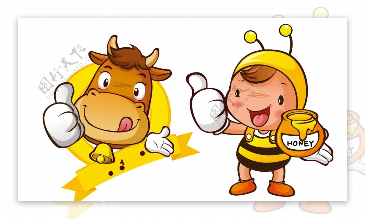 卡通小牛蜜蜂图片