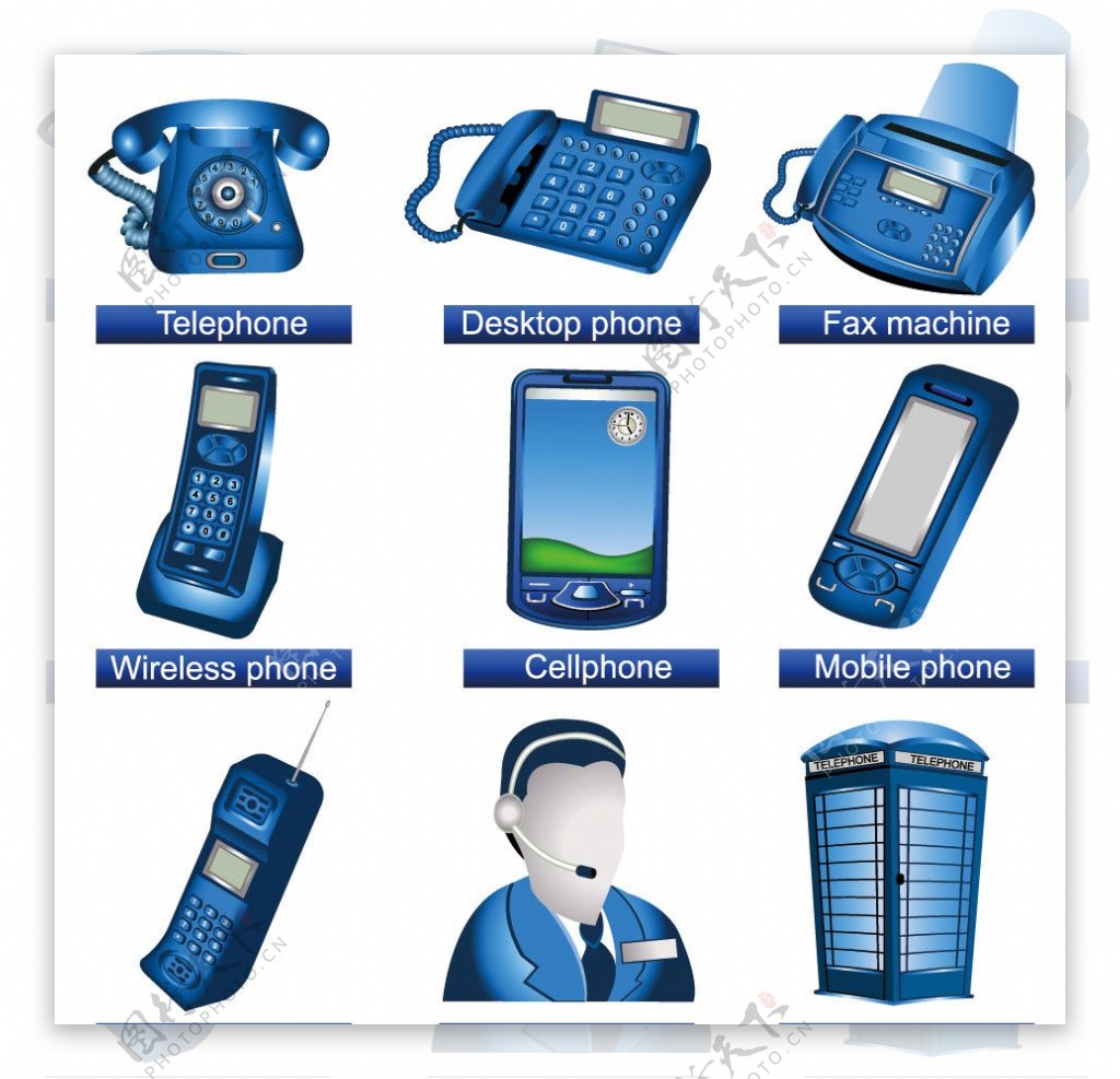 电话手机通讯工具矢量图标图片