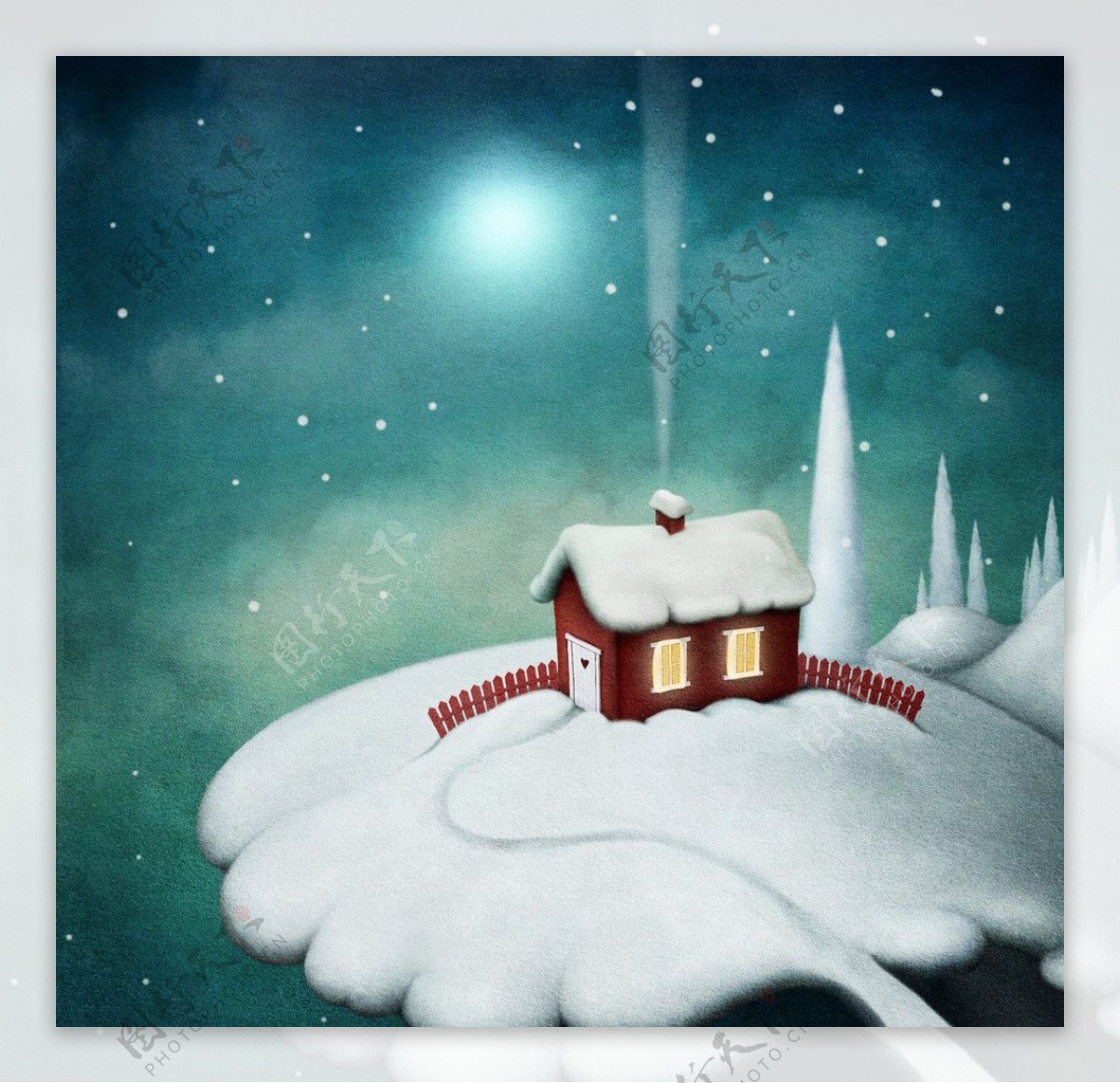 雪地房屋梦幻世界图片