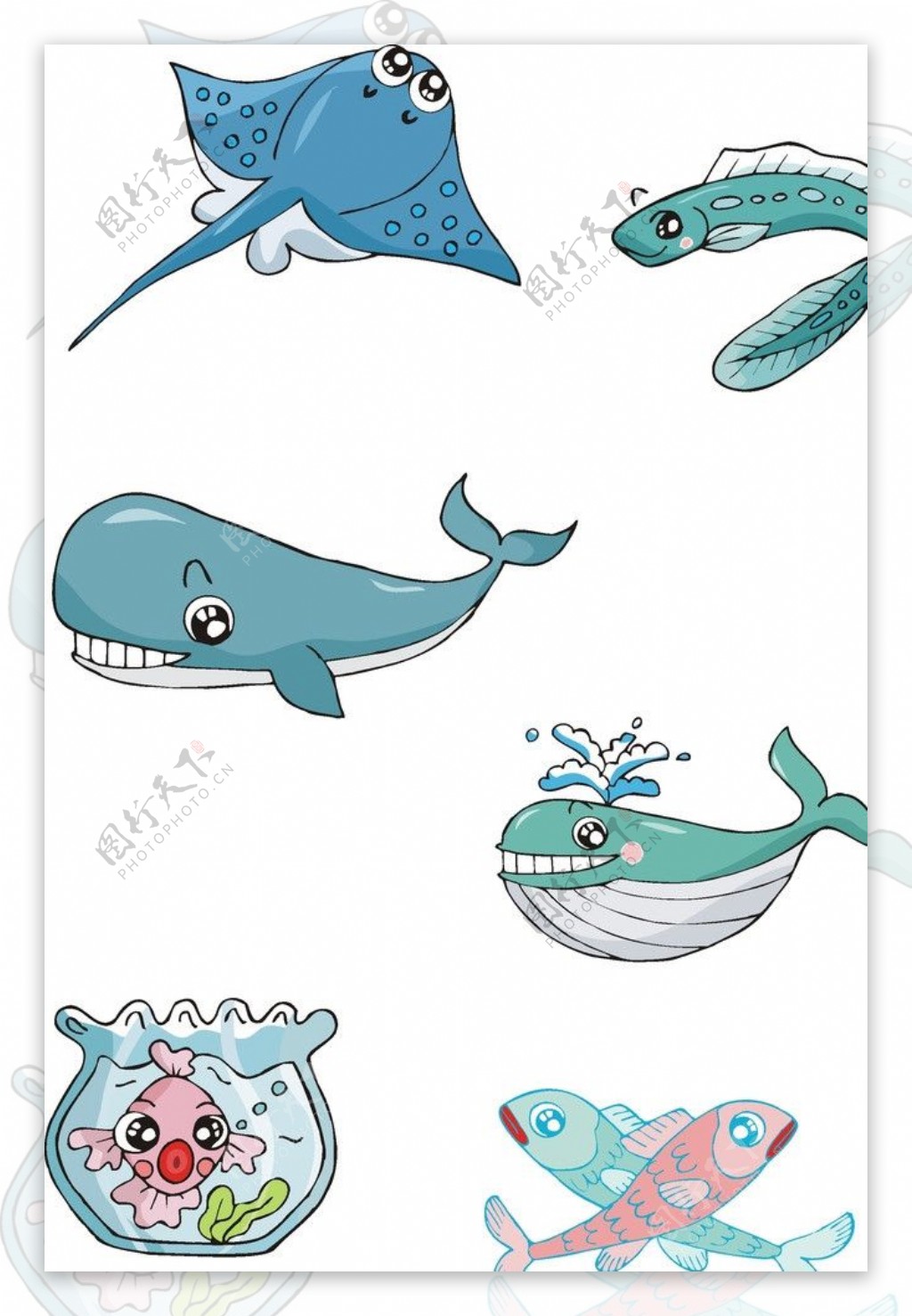 鲨鱼卡通鲨鱼海底图片