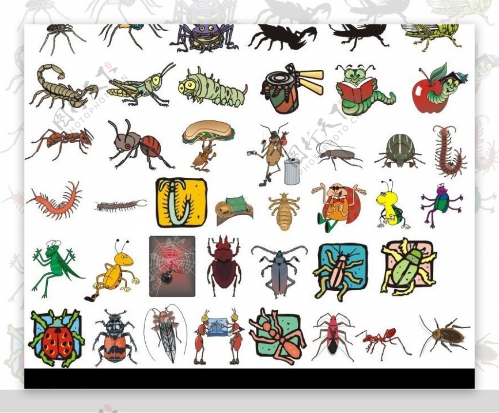 118种昆虫形态的矢量图图片