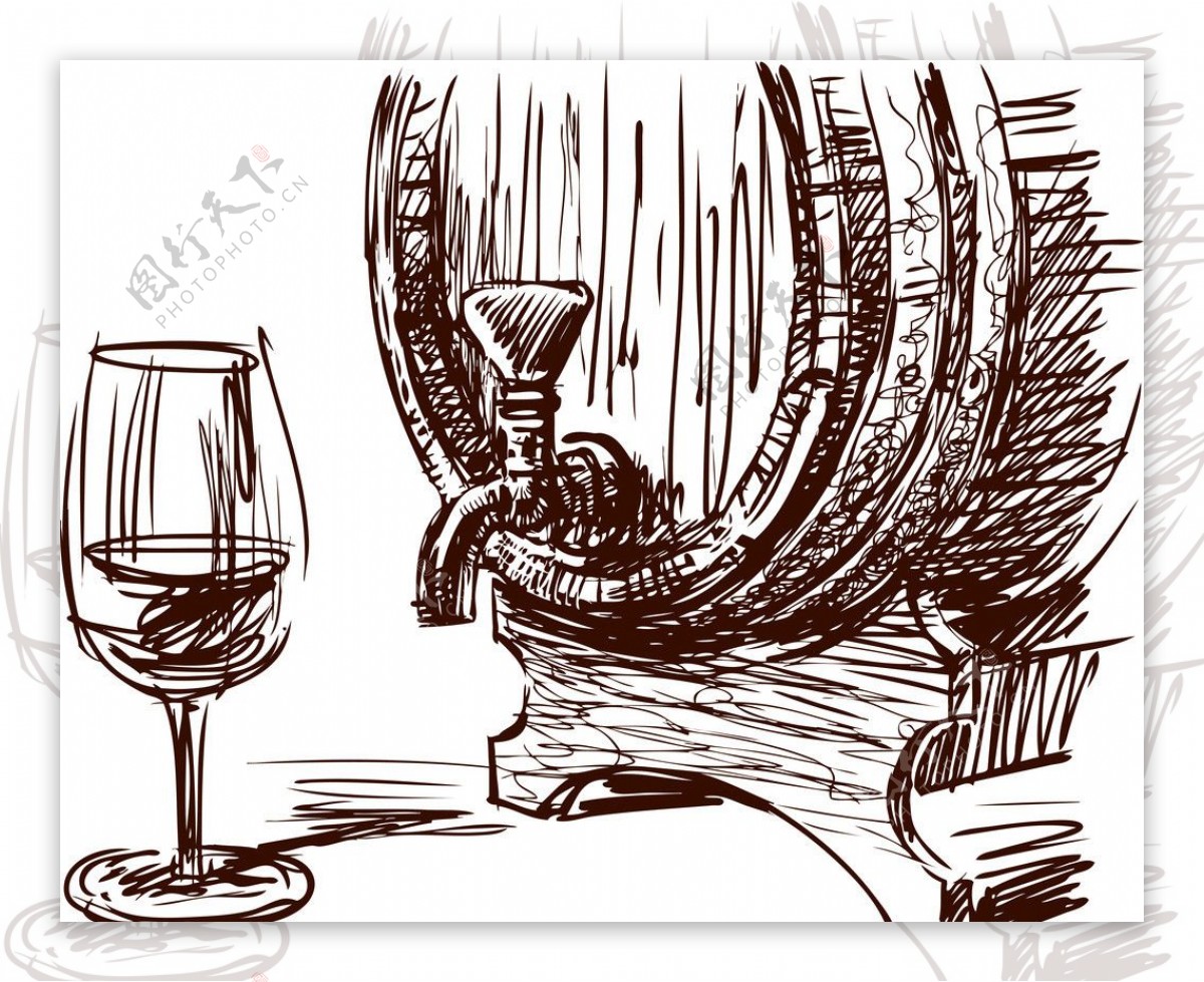 手绘葡萄酒矢量图片