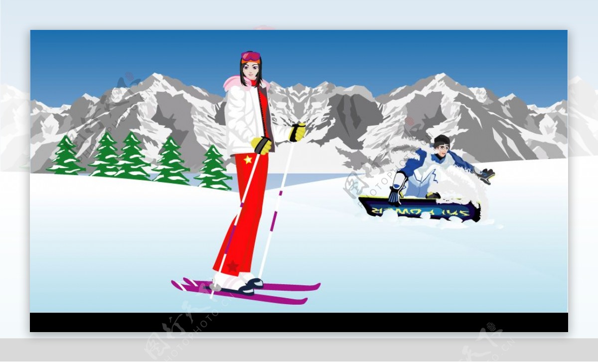 美女滑雪图片