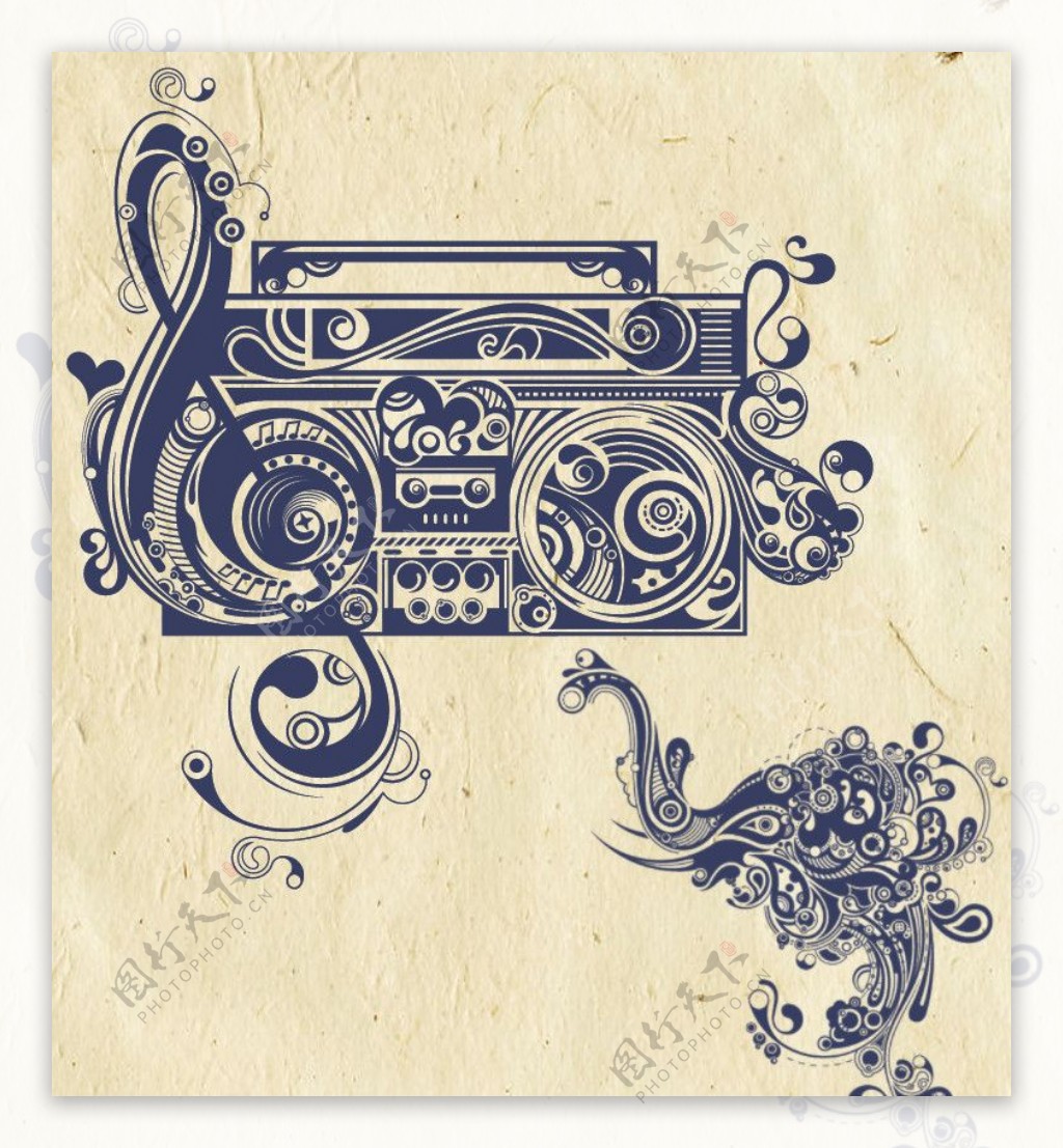 收音机和花纹