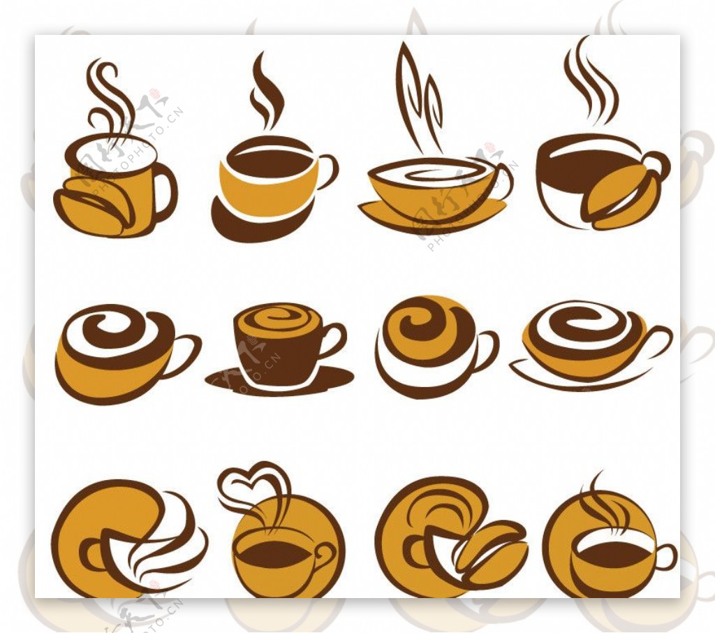 手绘咖啡图标图片
