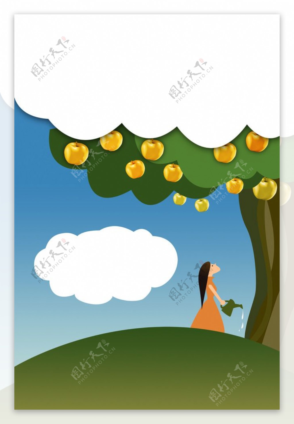 矢量效果金苹果树图片
