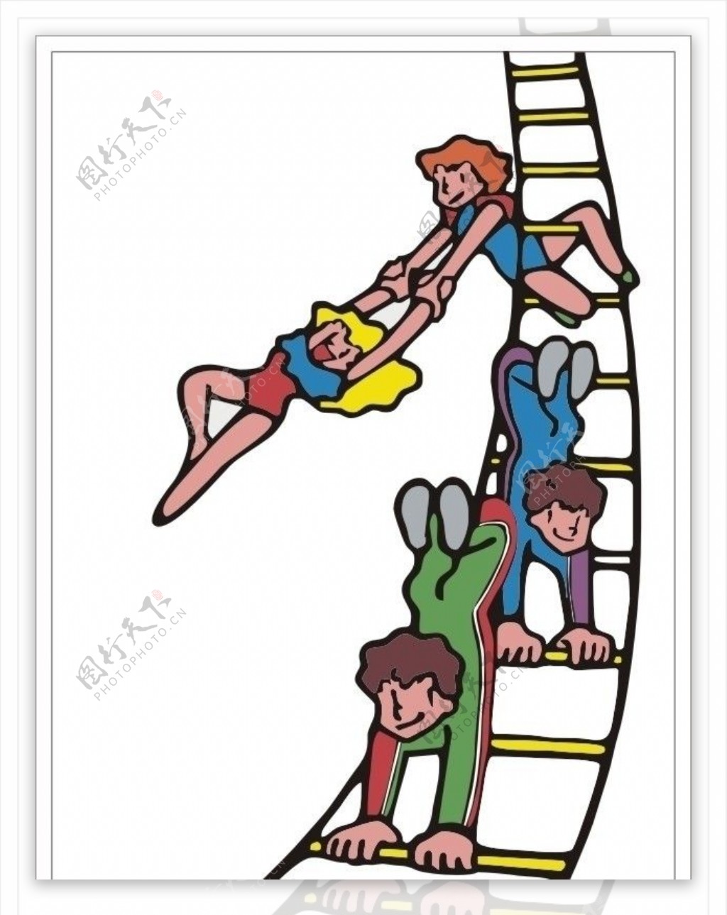 卡通魔术牌楼梯杂技图片