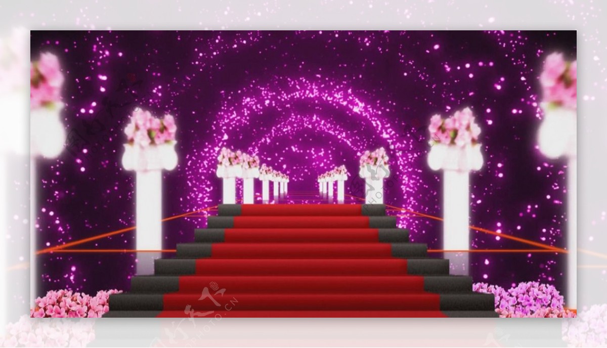 花柱红毯花朵婚礼庆典视频背景