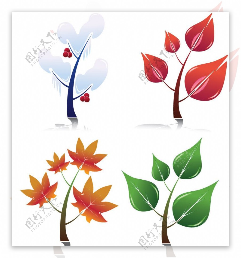 四季树木设计矢量图片