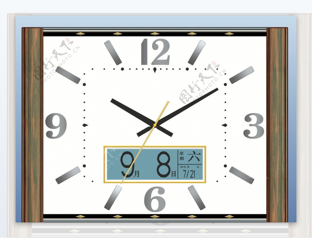 北极星方形石英钟表挂钟摆钟客厅卧室办公电子日历万年历温度湿度-阿里巴巴