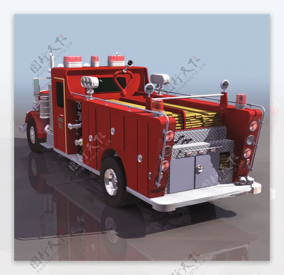 3D模型图库交通工具工程车卡车消防车图片