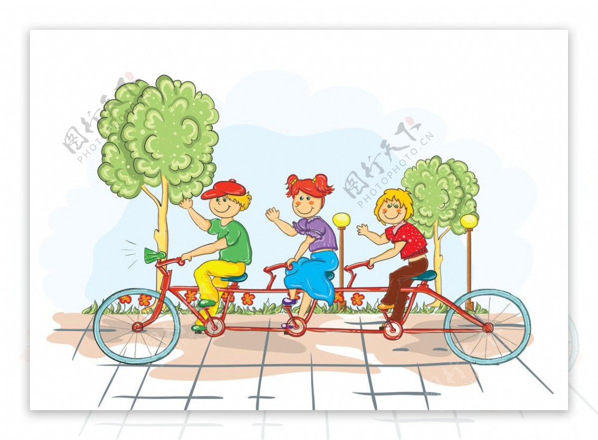 三个儿童自行车图片