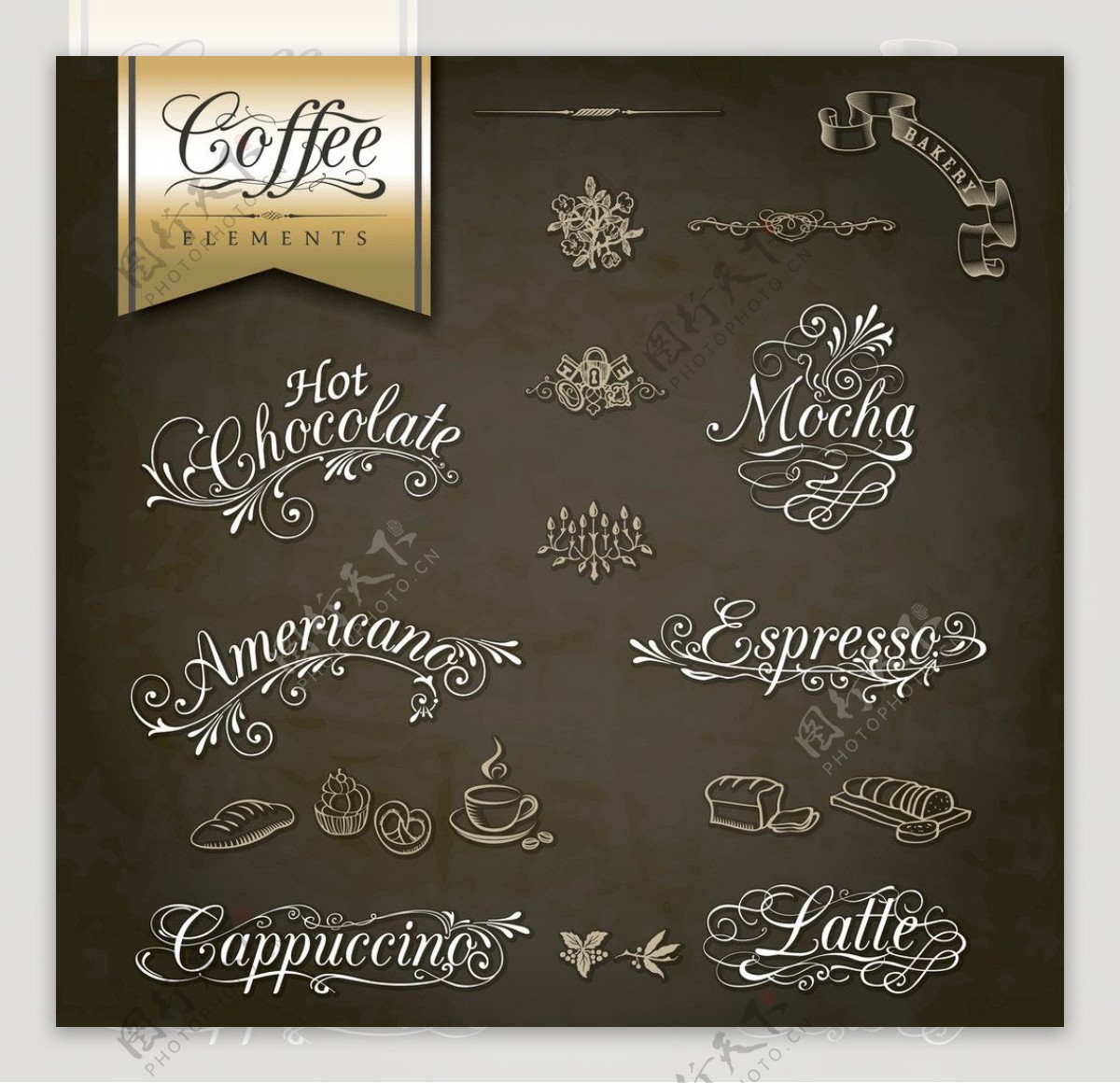 咖啡英文手写字体图片