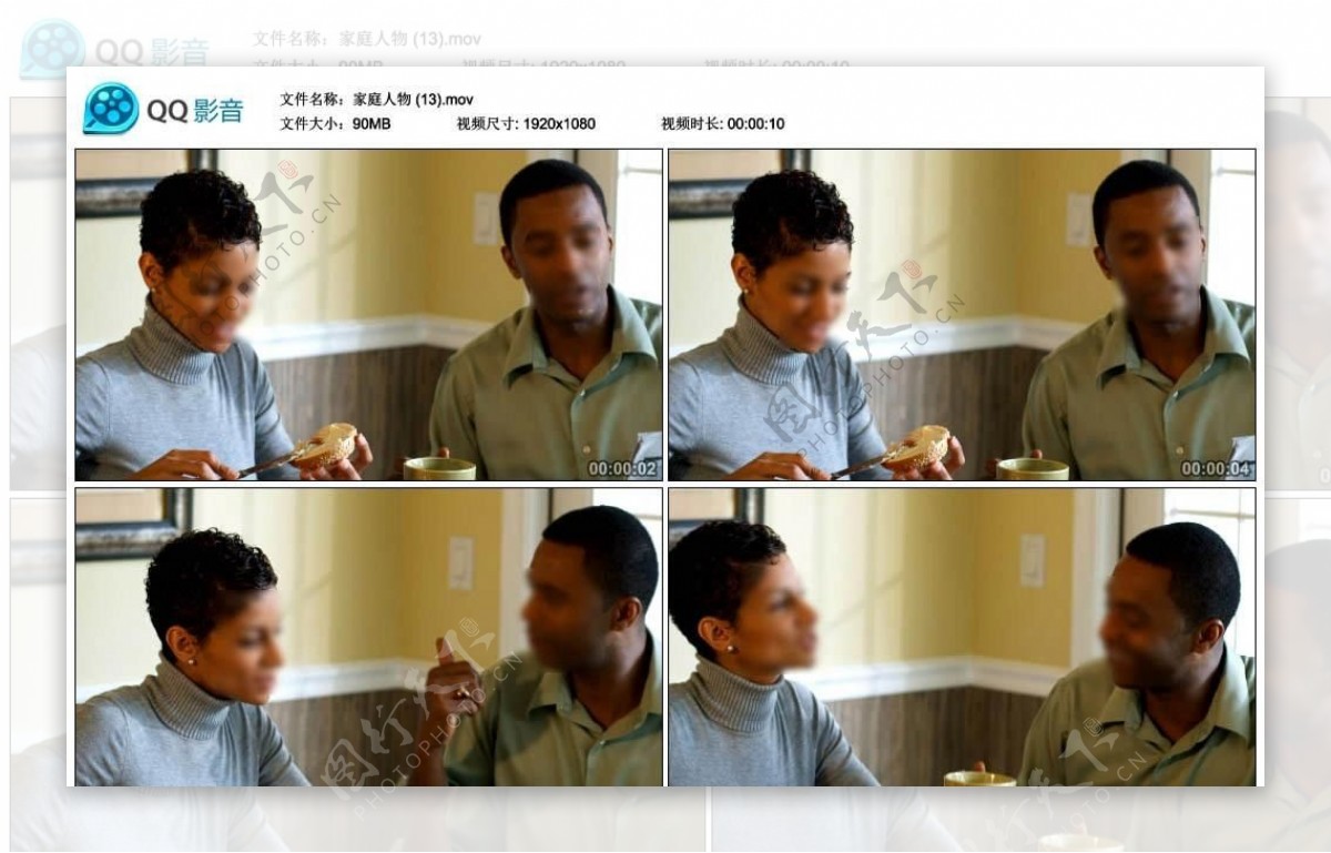 黑人夫妇吃早餐高清实拍视频素材