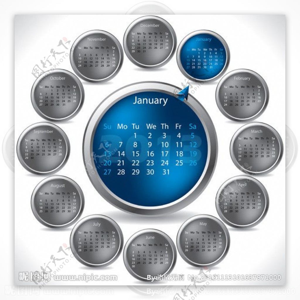 2013新年创意日历矢量图片