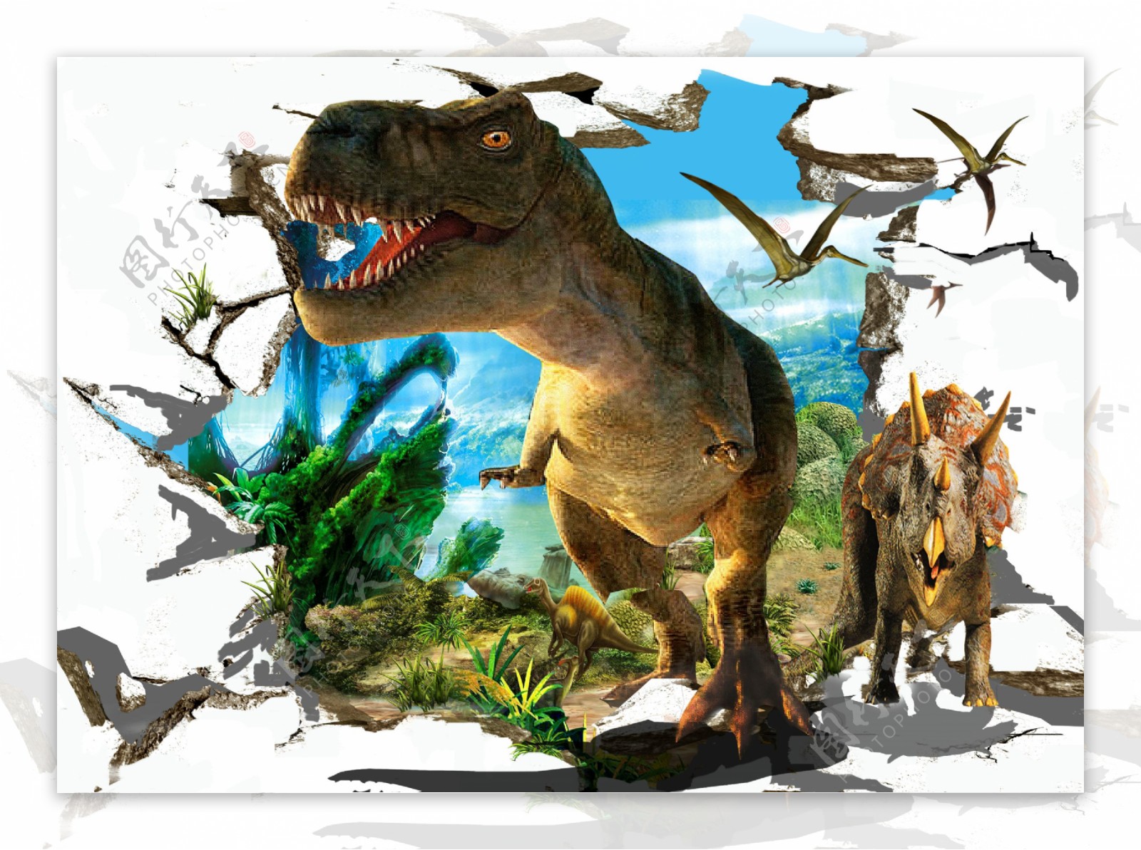 3d立体画恐龙时代震图片