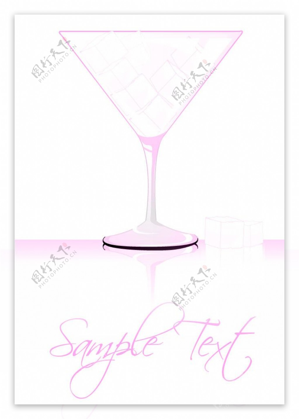 粉色浪漫酒杯冰块图片