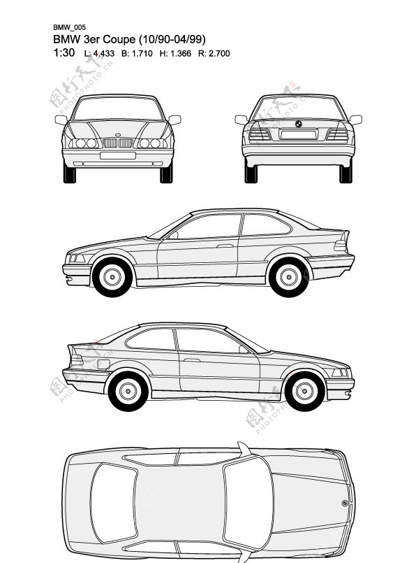 宝马3系BMW3erCoupe10900499汽车线稿图片