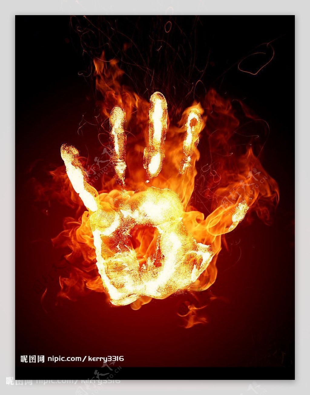 燃烧的手图片