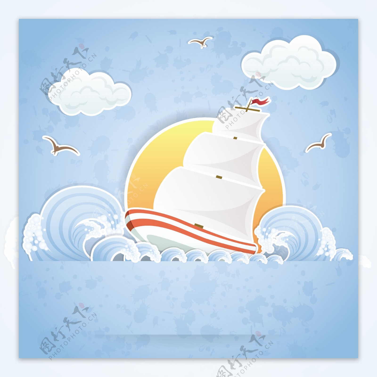 夏日海洋风景帆船图片