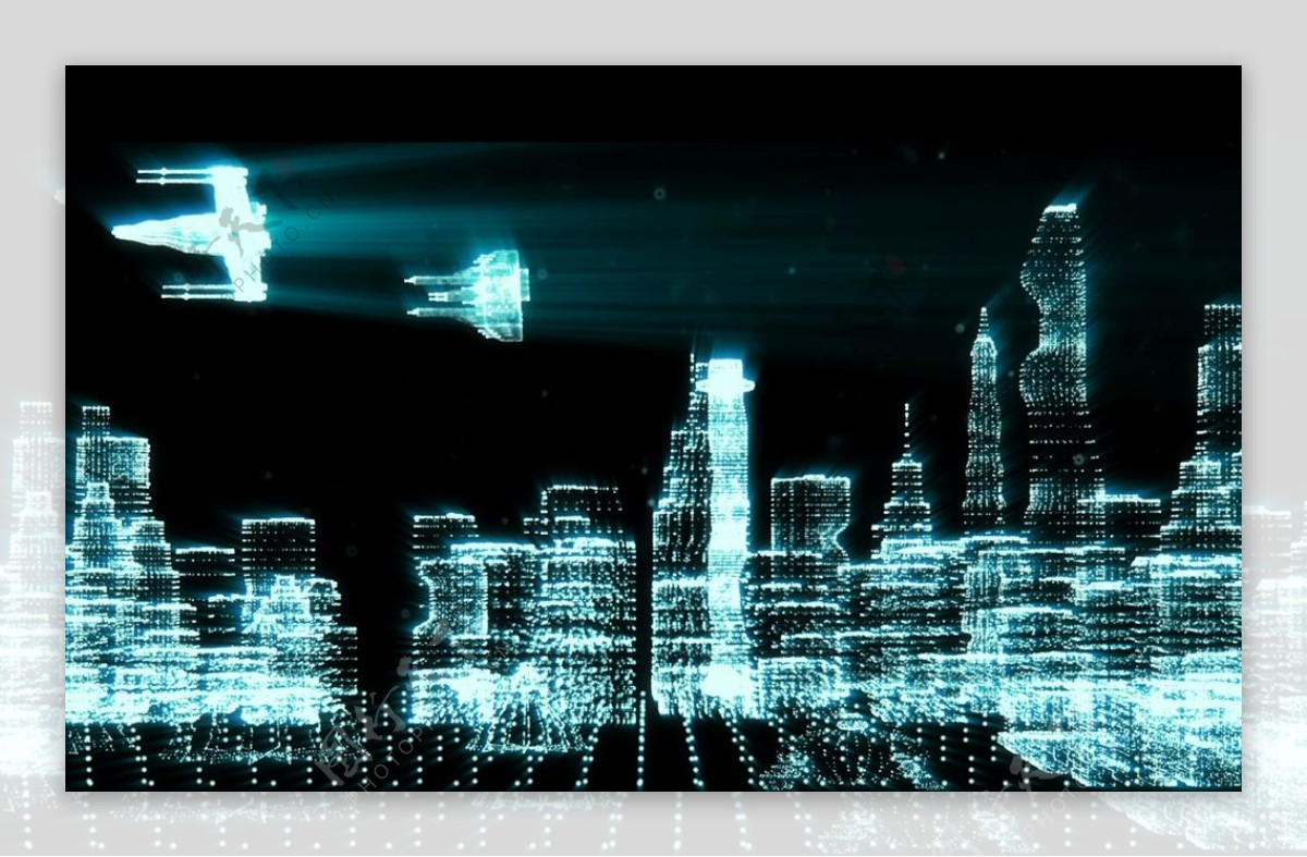 科技感线框城市