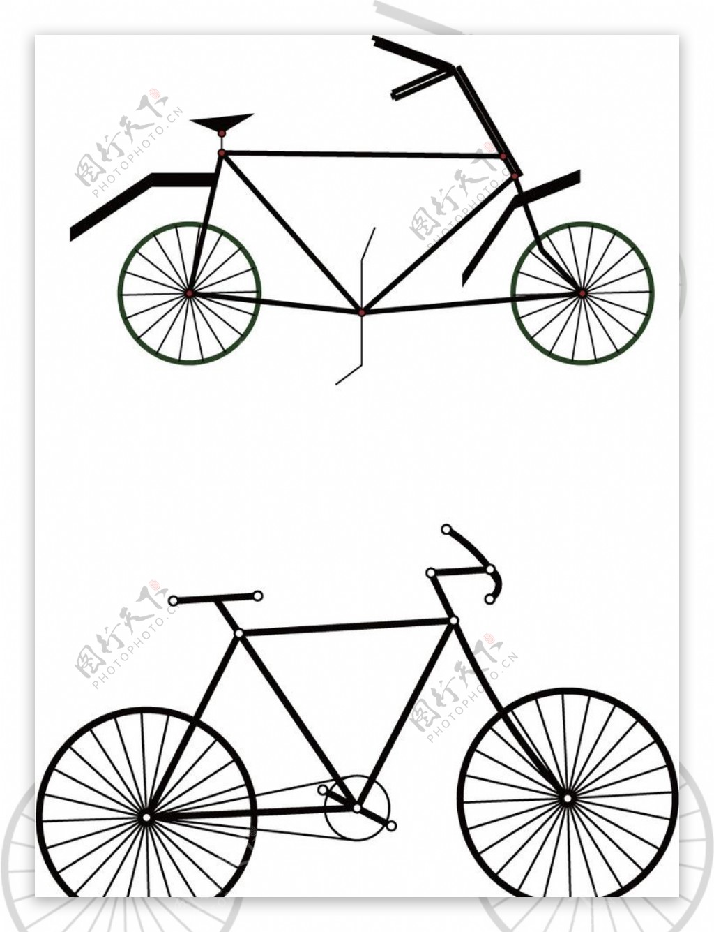 简易黑白矢量自行车图片