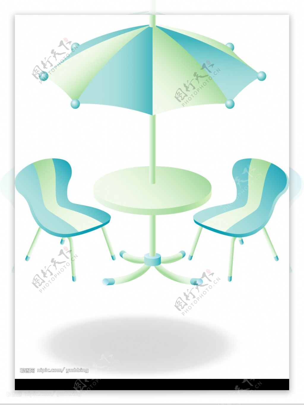 手工绘制桌子遮阳伞椅子图片
