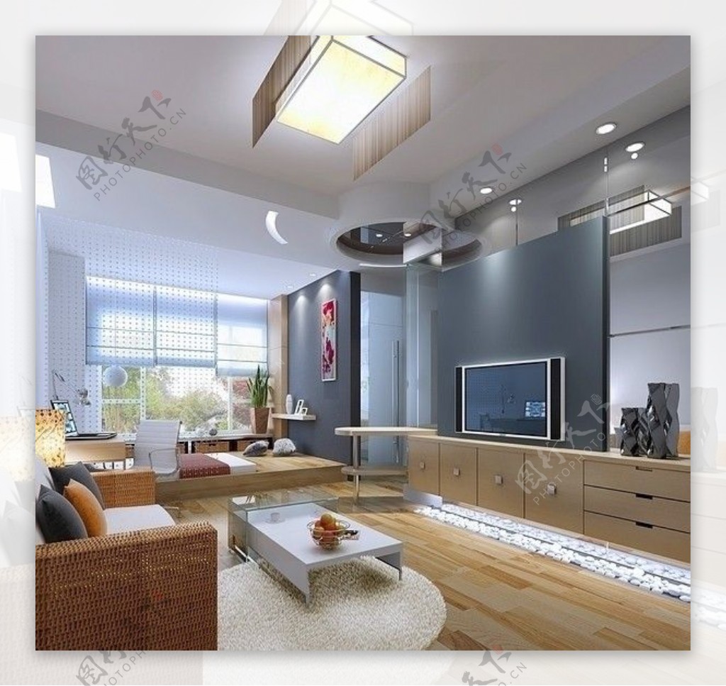 现代家装客厅3dmax模型图片
